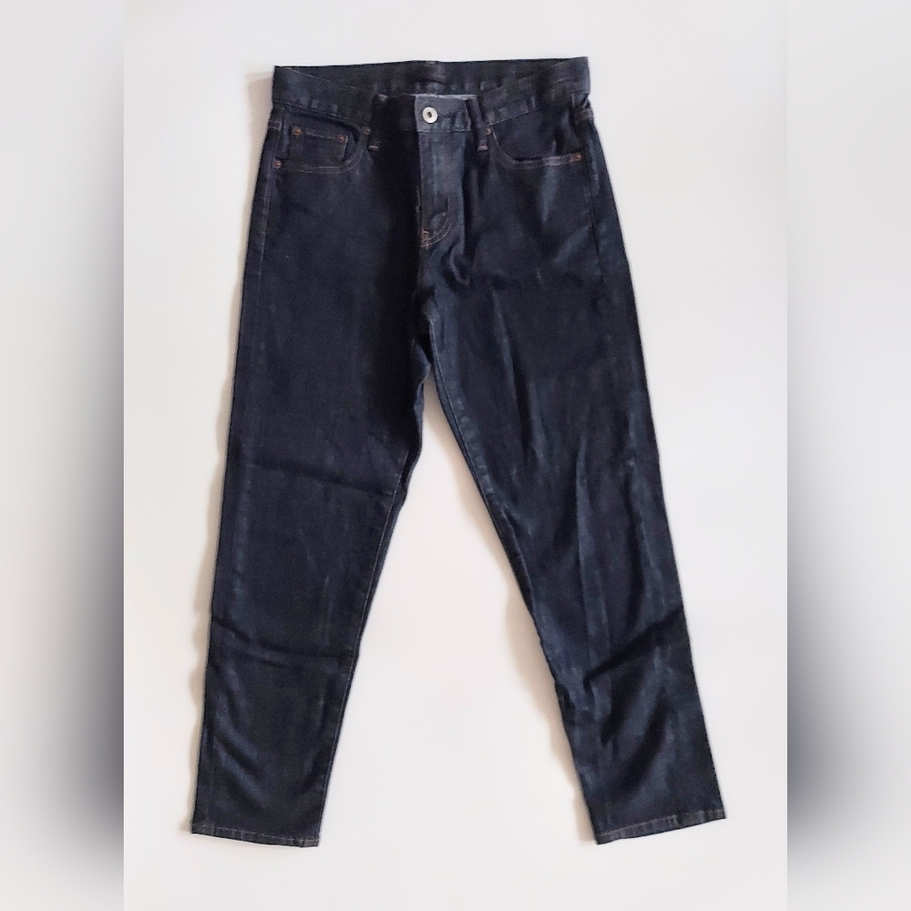 Uniqlo Mens Dark Wash Straight Leg Blue Denim Jeans 24W x 34L